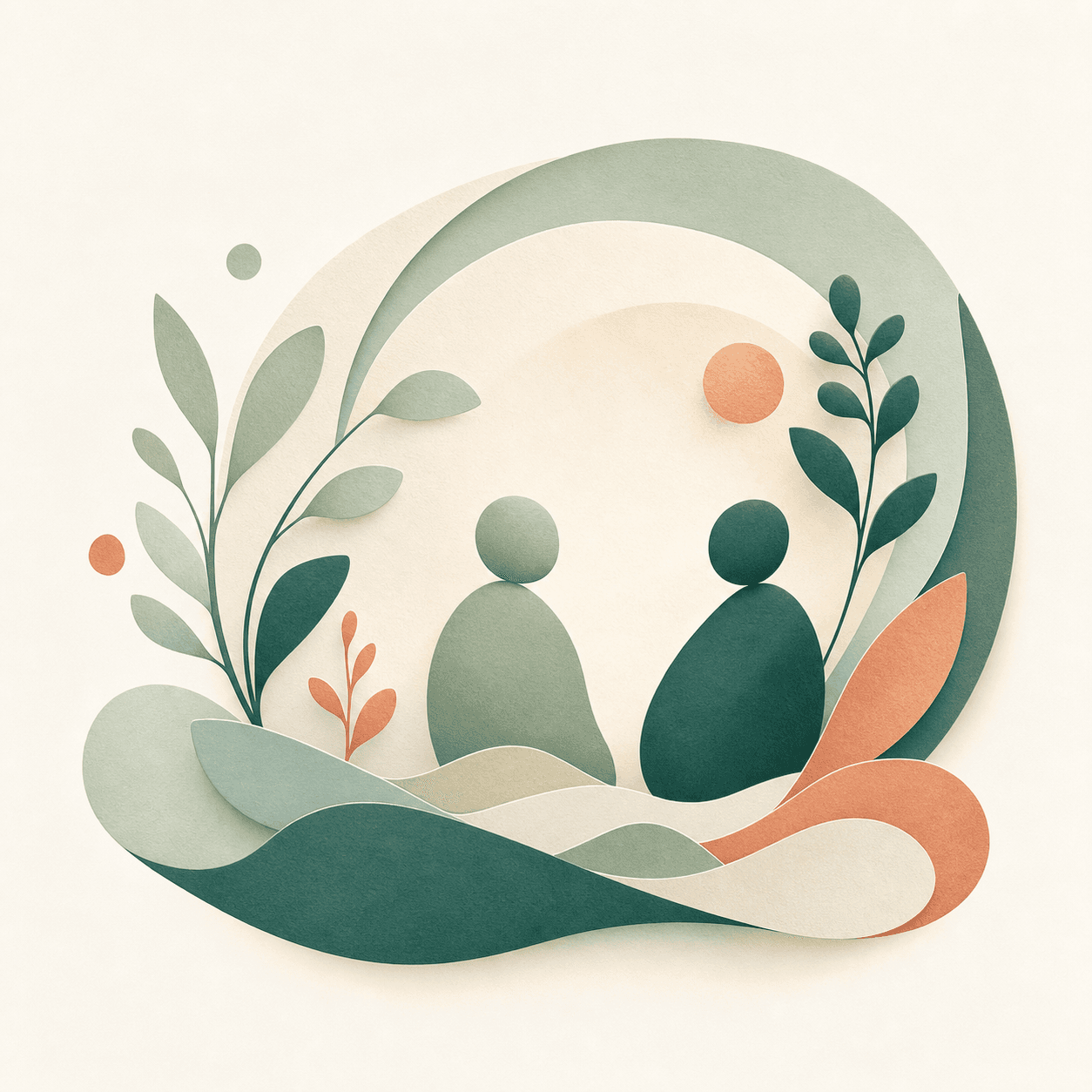 Ilustração abstrata de acolhimento e equilíbrio